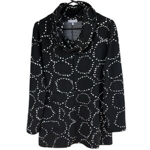 EUC Habitat Ruched Cowl Neck A-Line Top Black White Size Large